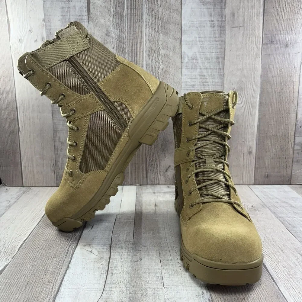 Bates Tac Sport Mens Size 9 Tactical Duty Suede Boots 8 Inch Zip Soft Toe Coyote
